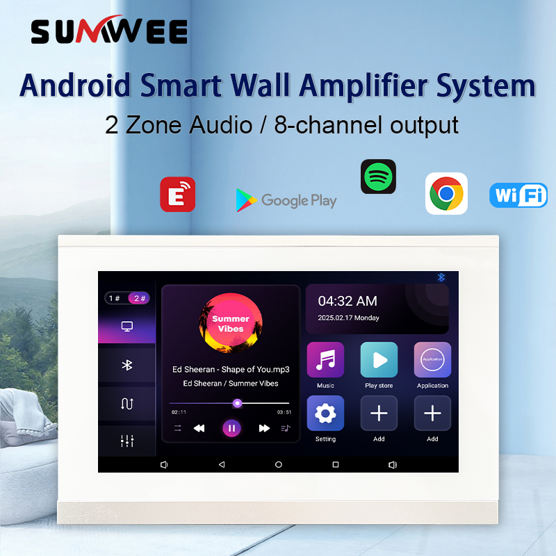 Audio Music For Background - 2zone audio in wall amplifier 8x30W