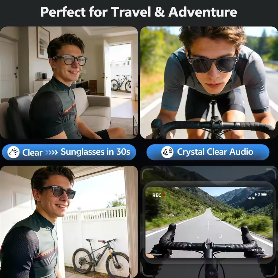 Wireless Smart Camera Glasses  - Audio Music For Video ulasan dan harga