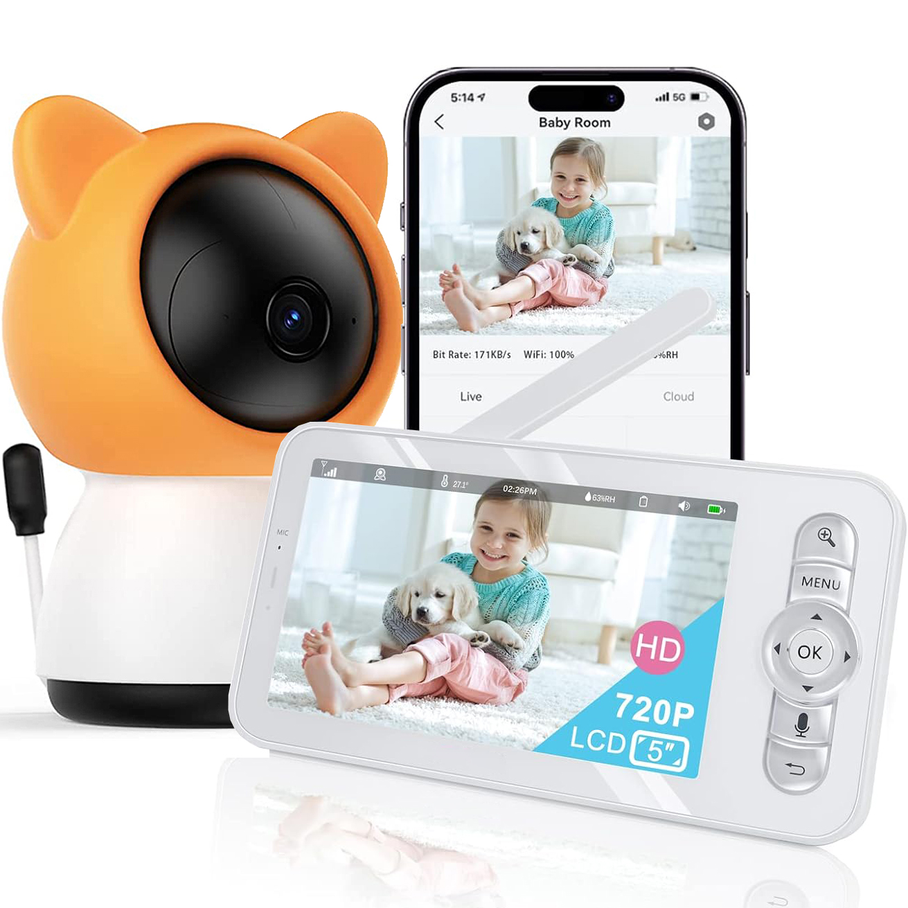 2K/3MP 5-inch Wireless Baby Mo - Audio Music Track ulasan dan harga