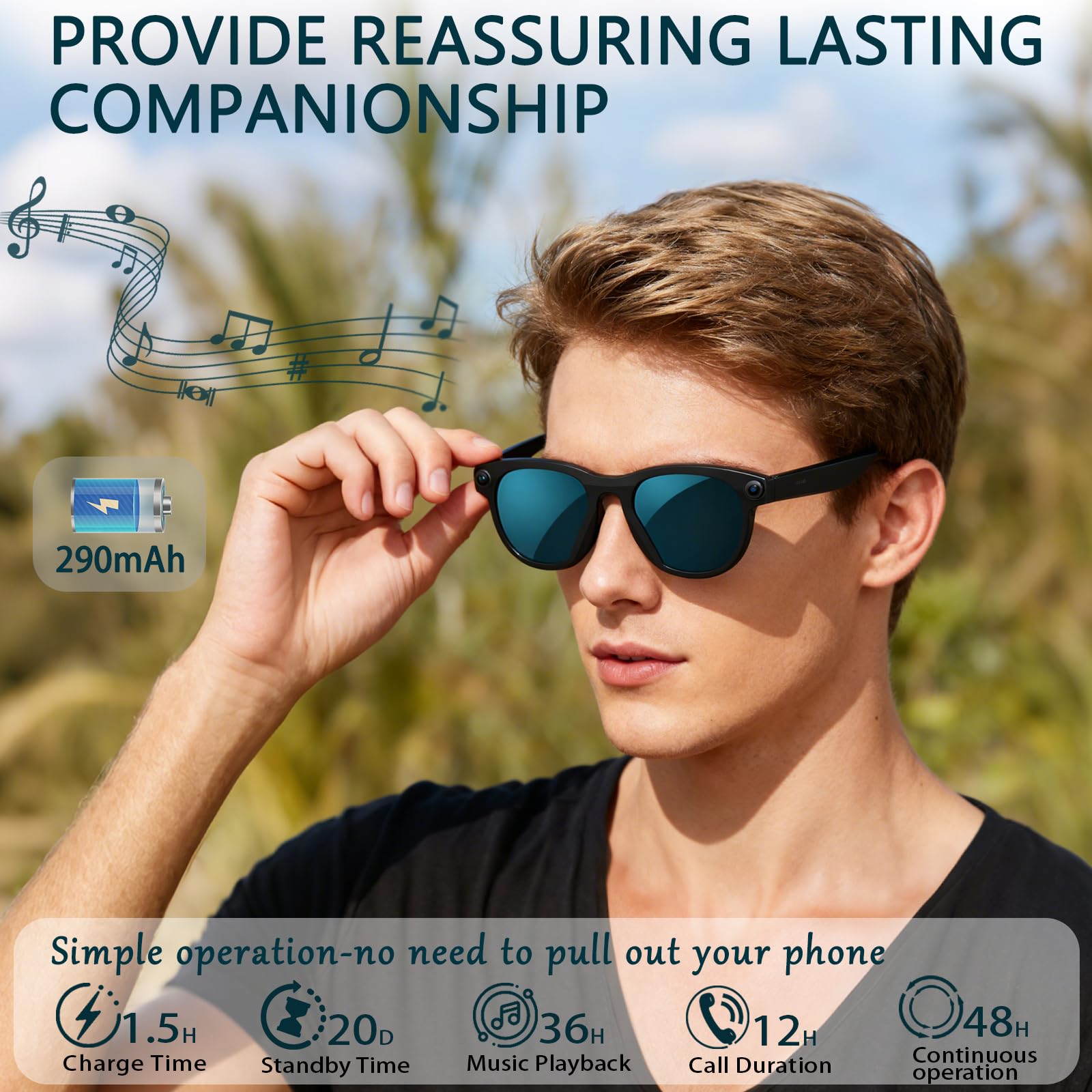 Black Smart Ai Glasses for Men - Audio Music For Video ulasan dan harga