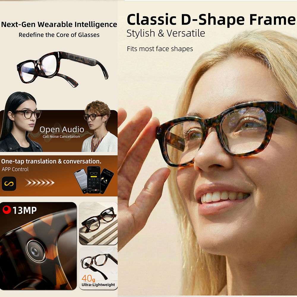 G600 Pro AI Smart Glasses 13MP - Audio Music For Video ulasan dan harga