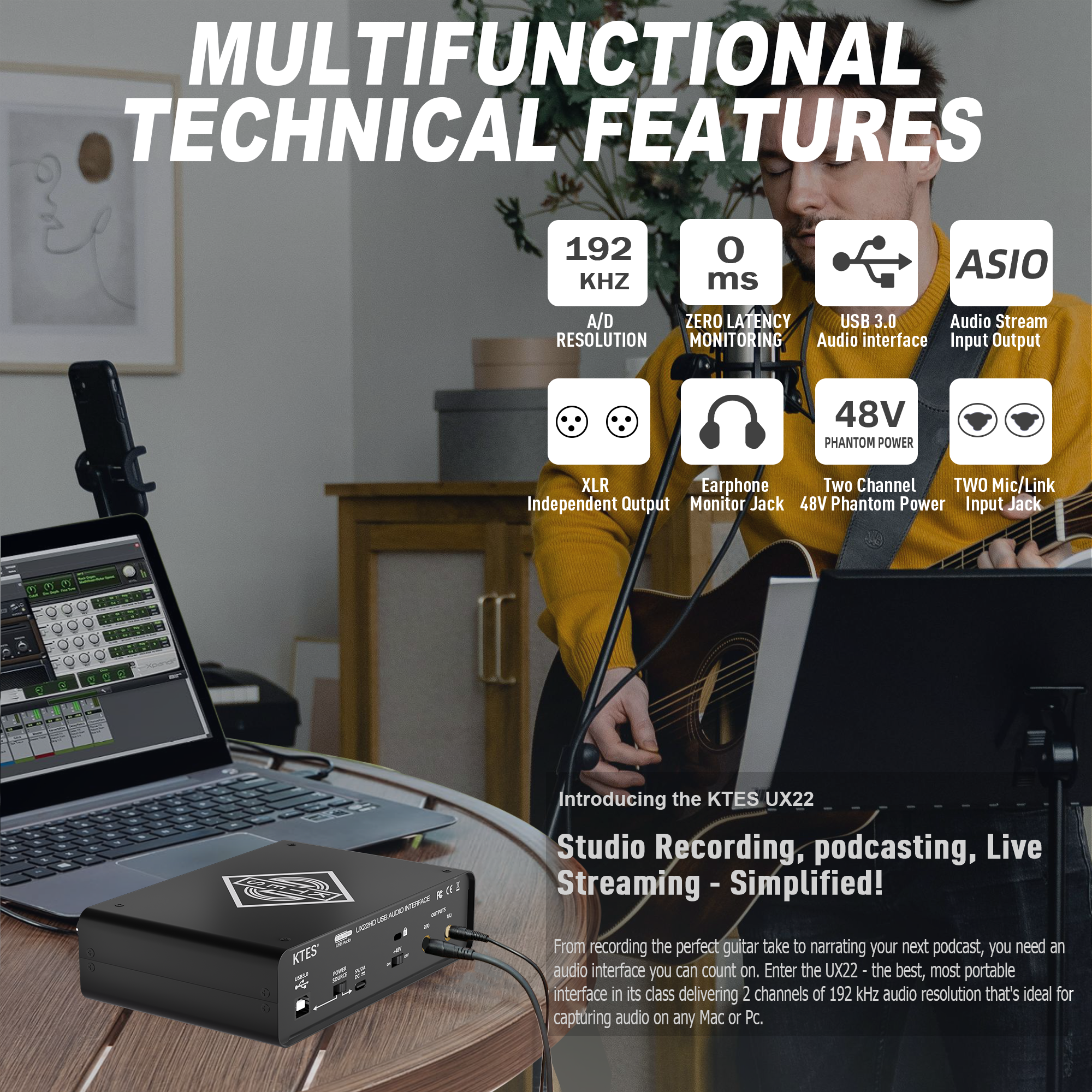 UX22 Audio Interface 192kHz 32 - Audio Youtube Music Free ulasan dan harga