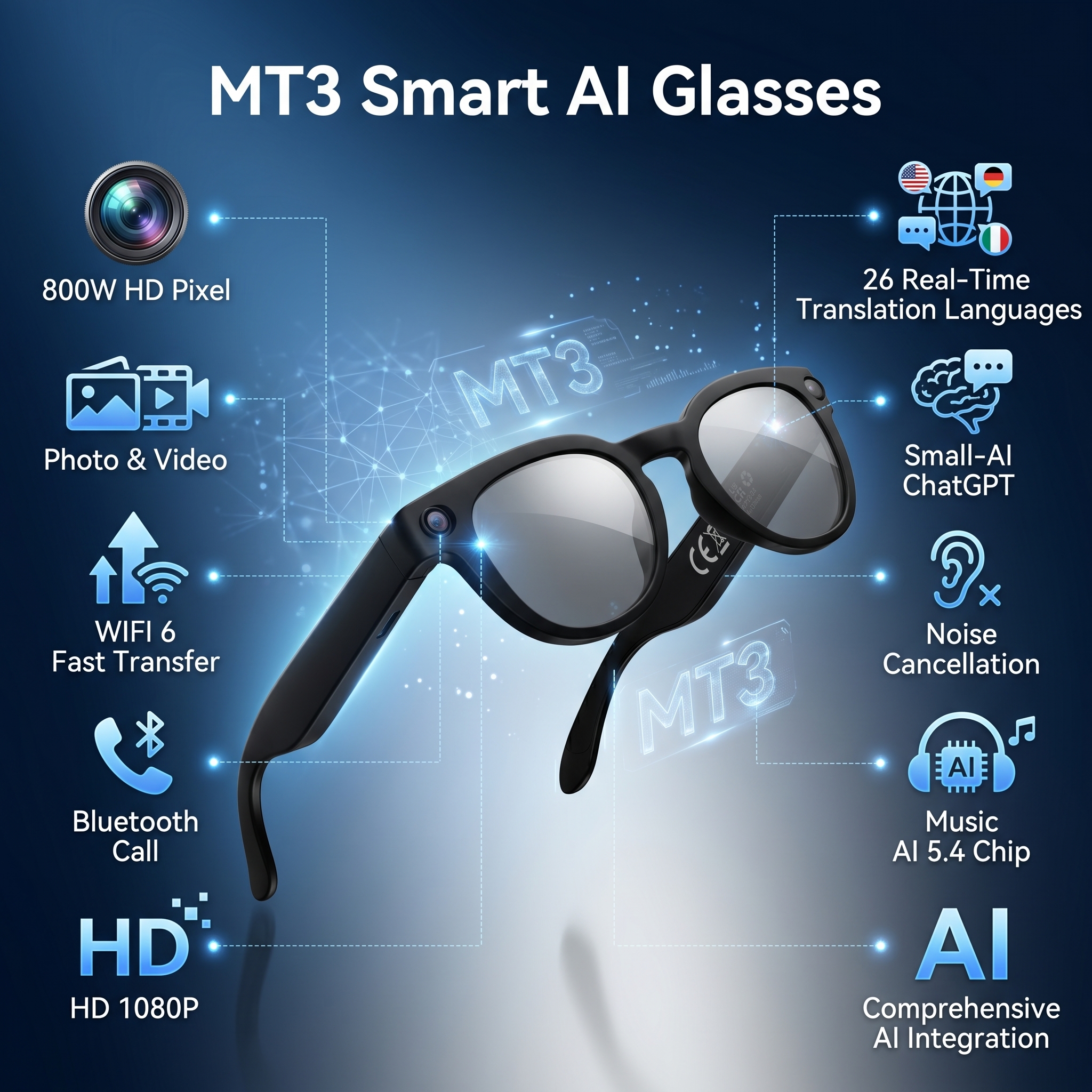 2026 New AI Smart Glasses with - Audio Music For Video ulasan dan harga