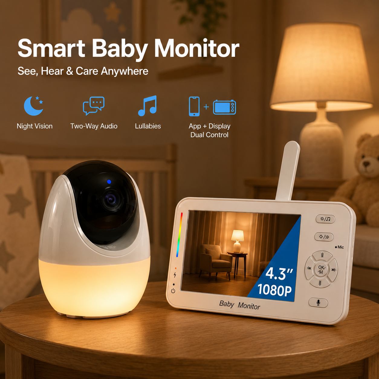 Smart Baby Monitor with Night  - Audio Music Light ulasan dan harga