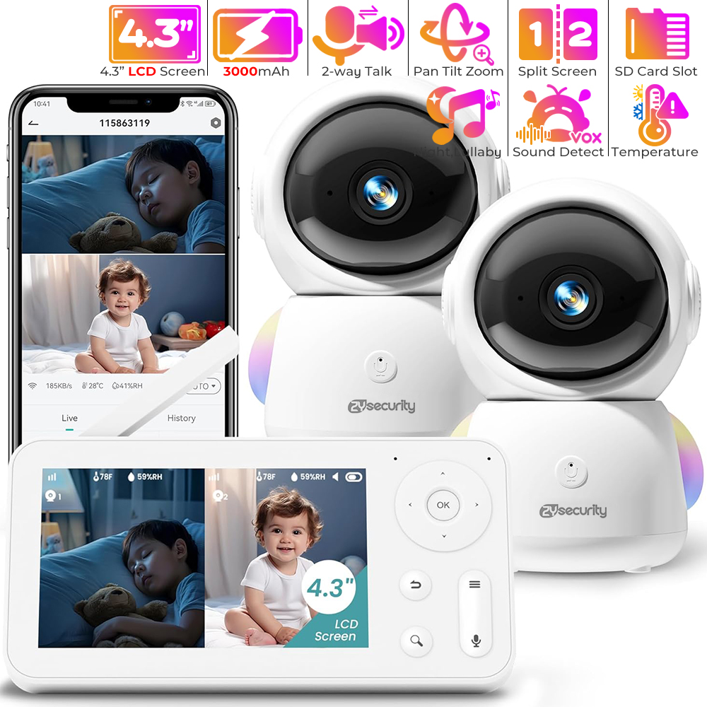 2K Baby Monitor with 2 Cameras - Audio Music Light ulasan dan harga