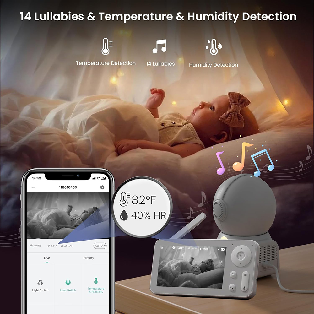 2K Baby Monitor with 2 Cameras - Audio Music Light ulasan dan harga